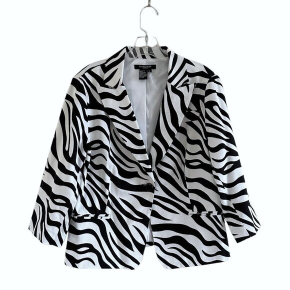 Sandro Zebra Print Cotton Single Button Blazer - Picture 1 of 8